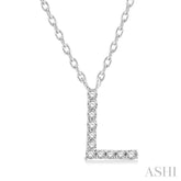 1/20 ctw Initial 'L' Round Cut Diamond Pendant With Chain in 14K White Gold